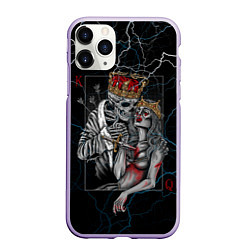 Чехол iPhone 11 Pro матовый The Skull King and Queen, цвет: 3D-светло-сиреневый