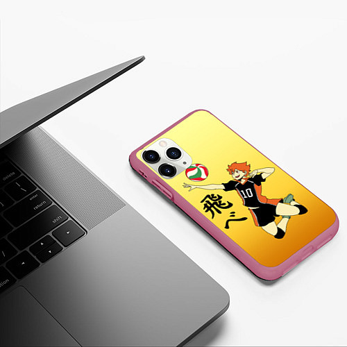 Чехол iPhone 11 Pro матовый Fly High Haikyuu!! / 3D-Малиновый – фото 3