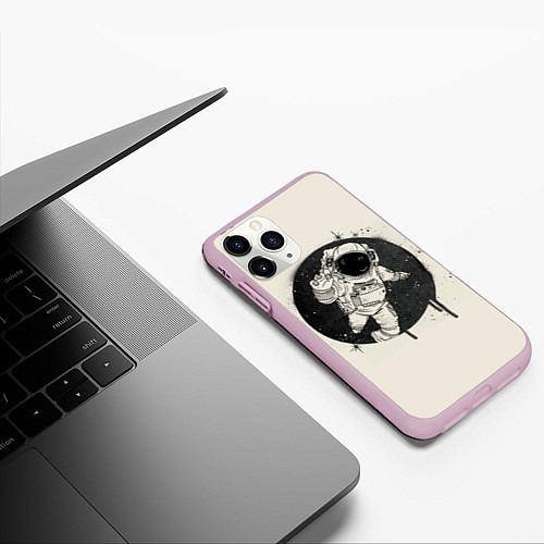 Чехол iPhone 11 Pro матовый Тёмный космос / 3D-Розовый – фото 3