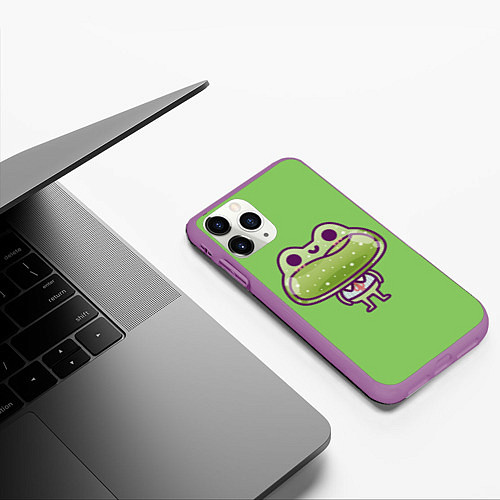 Чехол iPhone 11 Pro матовый Стеклянная лягушка / 3D-Фиолетовый – фото 3