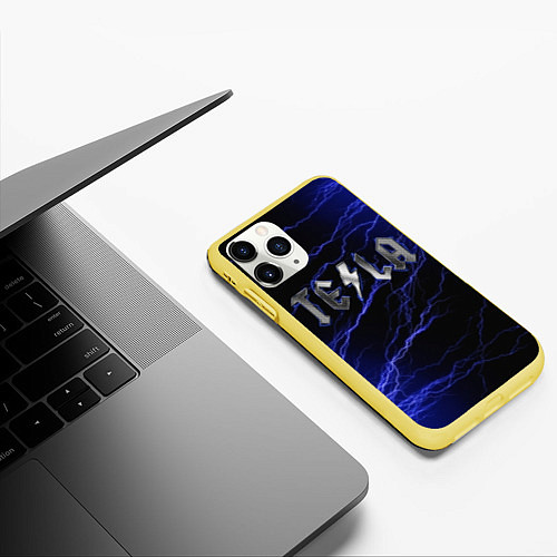 Чехол iPhone 11 Pro матовый TESLA / 3D-Желтый – фото 3