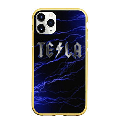 Чехол iPhone 11 Pro матовый TESLA, цвет: 3D-желтый