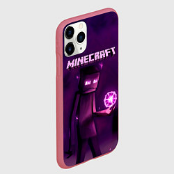 Чехол iPhone 11 Pro матовый Minecraft Слендермен, цвет: 3D-малиновый — фото 2