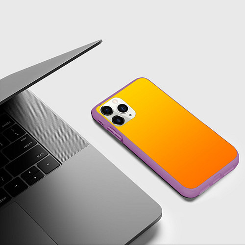 Чехол iPhone 11 Pro матовый Оранжевый градиент / 3D-Фиолетовый – фото 3