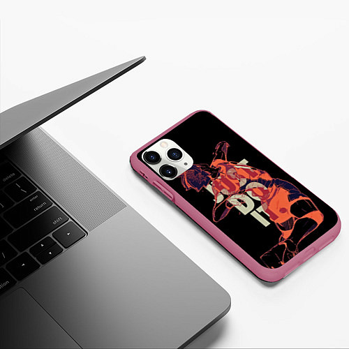 Чехол iPhone 11 Pro матовый Hinata Haikyuu just do it / 3D-Малиновый – фото 3