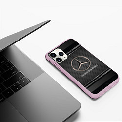 Чехол iPhone 11 Pro матовый MERCEDES BENZ МЕРСЕДЕС БЕНЗ, цвет: 3D-розовый — фото 2