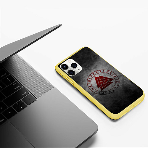 Чехол iPhone 11 Pro матовый Руны / 3D-Желтый – фото 3