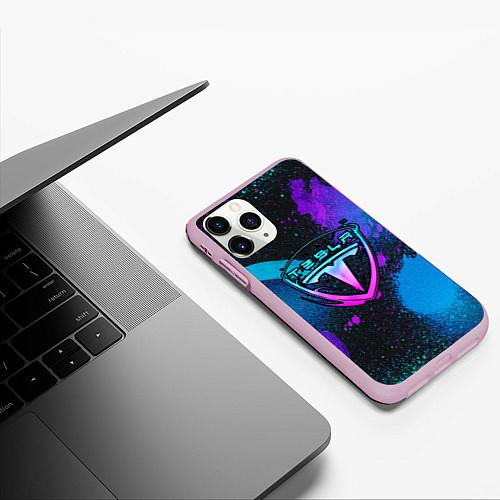 Чехол iPhone 11 Pro матовый TESLA NEON / 3D-Розовый – фото 3