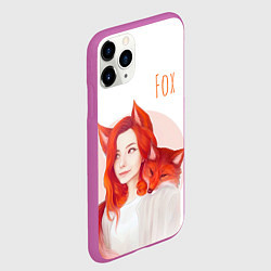 Чехол iPhone 11 Pro матовый Девушка-лиса, цвет: 3D-фиолетовый — фото 2