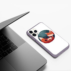 Чехол iPhone 11 Pro матовый Лисенок, цвет: 3D-серый — фото 2