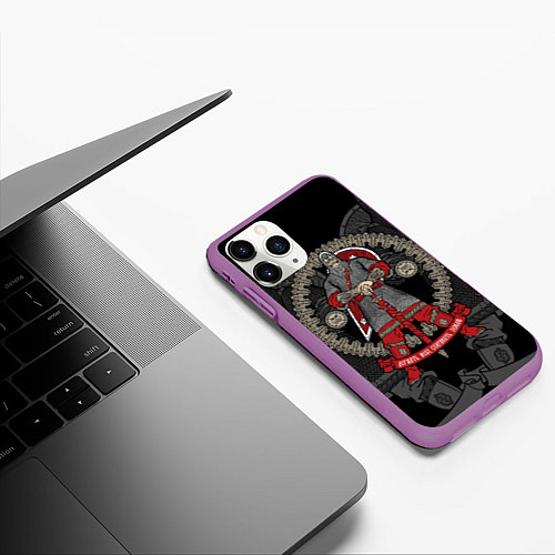 Чехол iPhone 11 Pro матовый Русский богатырь / 3D-Фиолетовый – фото 3