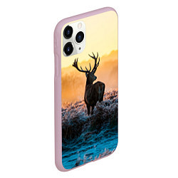Чехол iPhone 11 Pro матовый Олень рассвет зима, цвет: 3D-розовый — фото 2