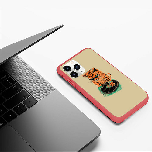 Чехол iPhone 11 Pro матовый Cat DJ / 3D-Красный – фото 3