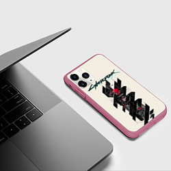 Чехол iPhone 11 Pro матовый Cyberpunk 2077, цвет: 3D-малиновый — фото 2