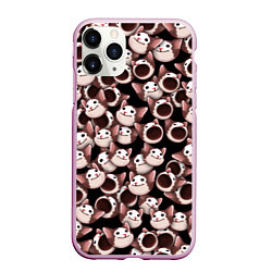 Чехол iPhone 11 Pro матовый Popping cats, цвет: 3D-розовый