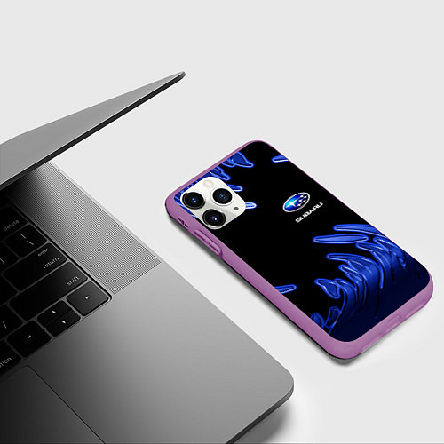 Чехол iPhone 11 Pro матовый Subaru / 3D-Фиолетовый – фото 3