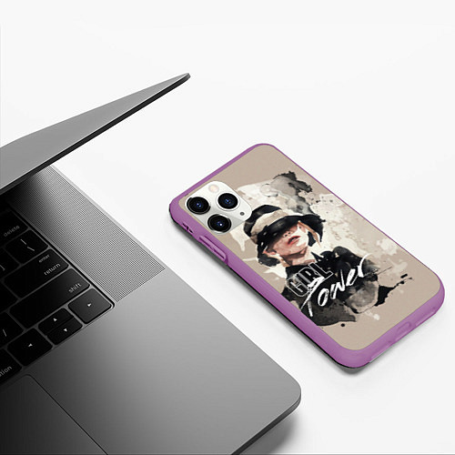 Чехол iPhone 11 Pro матовый Girl Power / 3D-Фиолетовый – фото 3