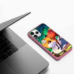 Чехол iPhone 11 Pro матовый Лисичка, цвет: 3D-малиновый — фото 2