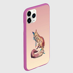 Чехол iPhone 11 Pro матовый Лиса кицунэ арт, цвет: 3D-фиолетовый — фото 2