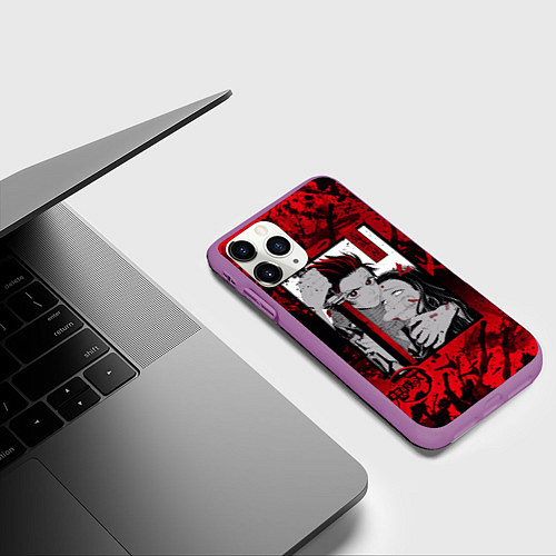 Чехол iPhone 11 Pro матовый Клинок рассекающий демонов / 3D-Фиолетовый – фото 3