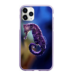 Чехол iPhone 11 Pro матовый Морской конёк, цвет: 3D-светло-сиреневый
