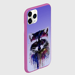 Чехол iPhone 11 Pro матовый Енот акварелью потеки, цвет: 3D-фиолетовый — фото 2
