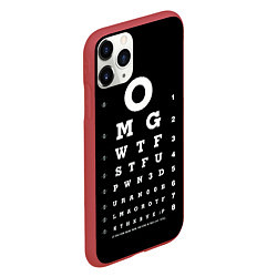 Чехол iPhone 11 Pro матовый Проверка Зрения мемными фразами интернет сленга, цвет: 3D-красный — фото 2