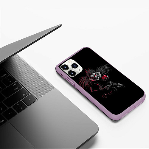 Чехол iPhone 11 Pro матовый Death Note / 3D-Сиреневый – фото 3