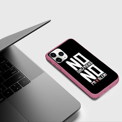 Чехол iPhone 11 Pro матовый Нет Девушки - Нет Проблем / 3D-Малиновый – фото 3