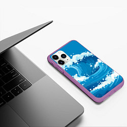 Чехол iPhone 11 Pro матовый Волны, цвет: 3D-фиолетовый — фото 2