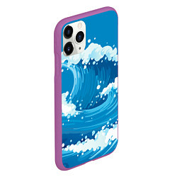 Чехол iPhone 11 Pro матовый Волны, цвет: 3D-фиолетовый — фото 2