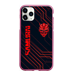 Чехол iPhone 11 Pro матовый CYBERPUNK 2077 samurai, цвет: 3D-малиновый