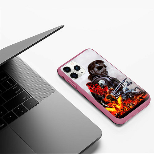 Чехол iPhone 11 Pro матовый Metal Gear / 3D-Малиновый – фото 3