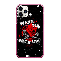 Чехол iPhone 11 Pro матовый WAKE THE F CK UP!, цвет: 3D-малиновый