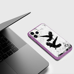 Чехол iPhone 11 Pro матовый Gothic crows, цвет: 3D-фиолетовый — фото 2