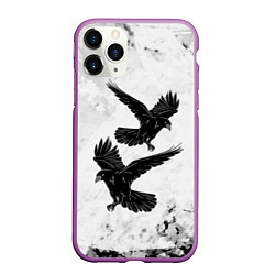 Чехол iPhone 11 Pro матовый Gothic crows, цвет: 3D-фиолетовый