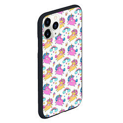 Чехол iPhone 11 Pro матовый Цветные Единорожки Паттерн, цвет: 3D-черный — фото 2
