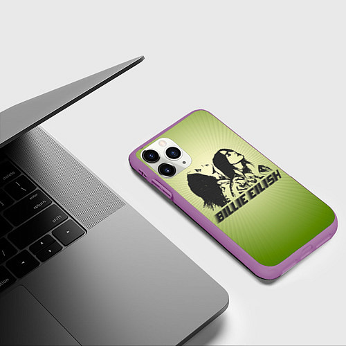Чехол iPhone 11 Pro матовый Билли Айлиш / 3D-Фиолетовый – фото 3
