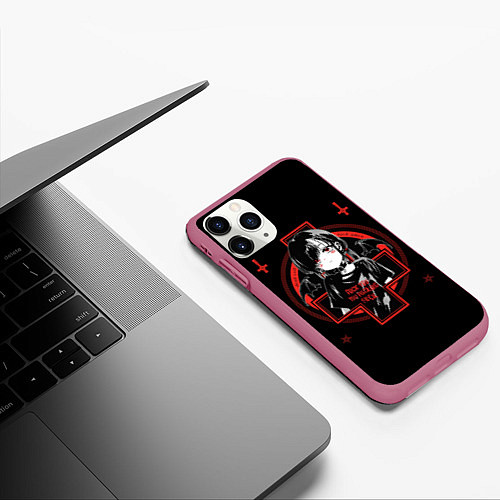 Чехол iPhone 11 Pro матовый SATANIC / 3D-Малиновый – фото 3