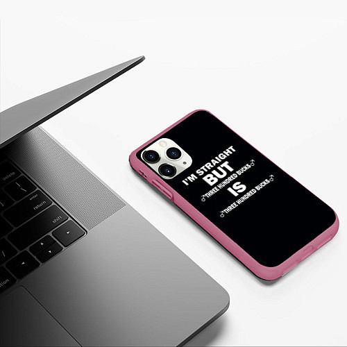 Чехол iPhone 11 Pro матовый IM STRAIGHT / 3D-Малиновый – фото 3