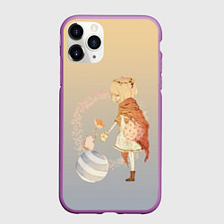 Чехол iPhone 11 Pro матовый Девочка и мышка друзья, цвет: 3D-фиолетовый