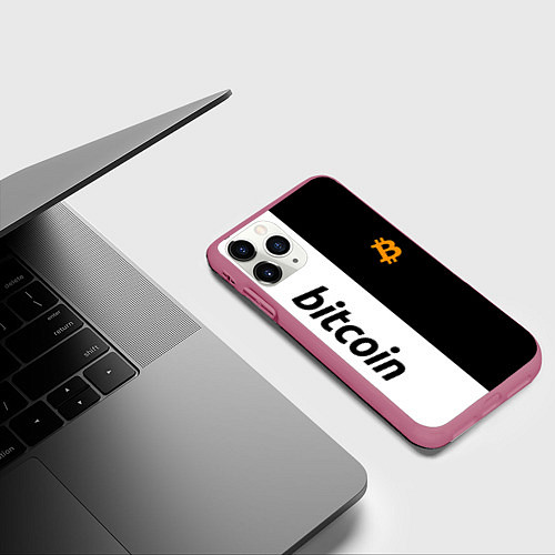 Чехол iPhone 11 Pro матовый БИТКОИН BITCOIN Z / 3D-Малиновый – фото 3