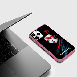 Чехол iPhone 11 Pro матовый Cyberpunk 2077 самурай, цвет: 3D-малиновый — фото 2