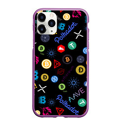 Чехол iPhone 11 Pro матовый BITCOIN PATTERN БИТКОИН Z, цвет: 3D-фиолетовый