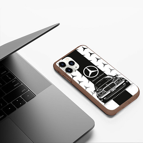 Чехол iPhone 11 Pro матовый MERCEDES BENZ / 3D-Коричневый – фото 3