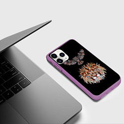 Чехол iPhone 11 Pro матовый Лев и Сова, цвет: 3D-фиолетовый — фото 2