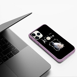 Чехол iPhone 11 Pro матовый Волк и луна одиночки, цвет: 3D-сиреневый — фото 2