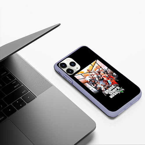 Чехол iPhone 11 Pro матовый Grand Theft Auto five / 3D-Светло-сиреневый – фото 3