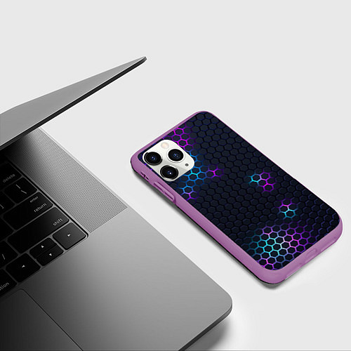 Чехол iPhone 11 Pro матовый НЕОНОВАЯ БРОНЯ НЕО БРОНЯ / 3D-Фиолетовый – фото 3