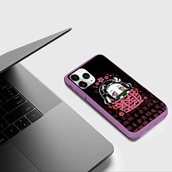 Чехол iPhone 11 Pro матовый NEZUKO НЕЗУКО ИЕРОГЛИФЫ DEMON SLAYER, цвет: 3D-фиолетовый — фото 2